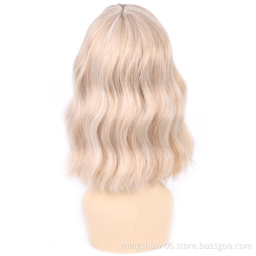 High quality premium lace frontal synthetic brown wigs heat resistant